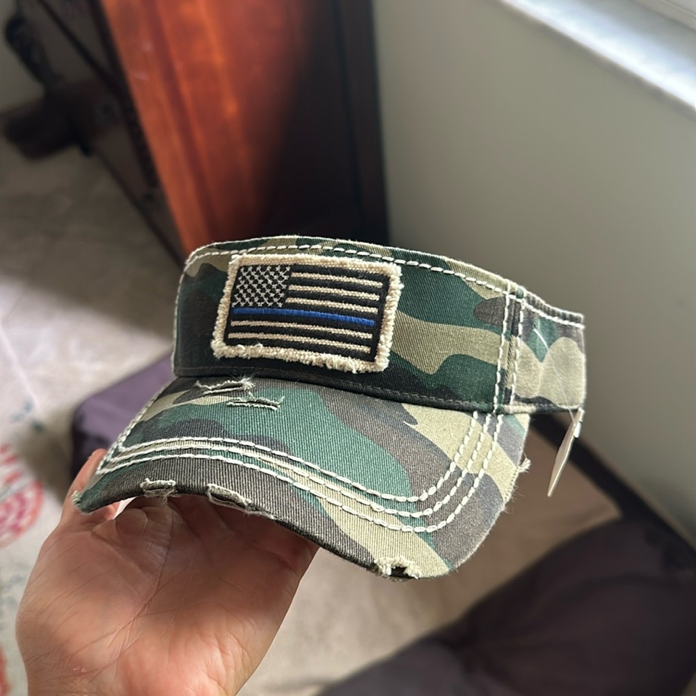 Brand new never worn camo visor with American flag
